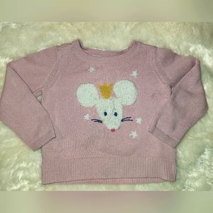 Pink sweater with white mouse